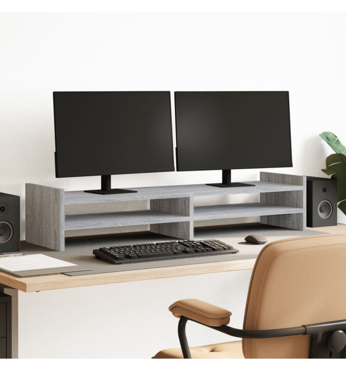 Support de moniteur sonoma gris 100x27x20 cm bois d'ingénierie | Mobilier & Déco