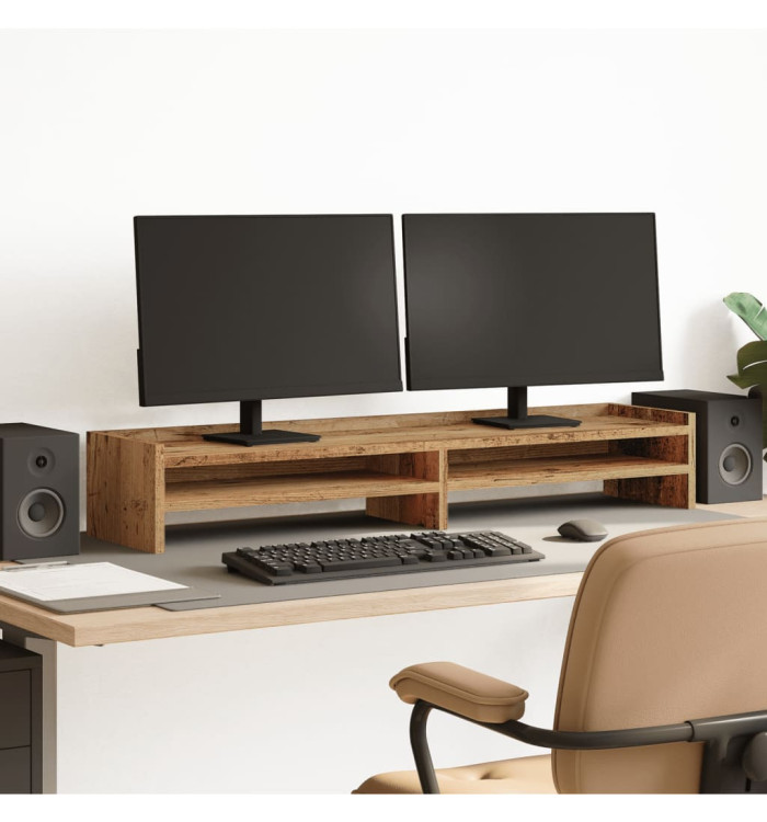 Support de moniteur vieux bois 100x24x16 cm bois d'ingénierie | Mobilier & Déco