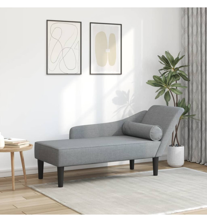 Chaise longue avec coussins gris clair tissu | Mobilier & Déco