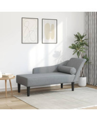 Chaise longue avec coussins gris clair tissu | Mobilier & Déco