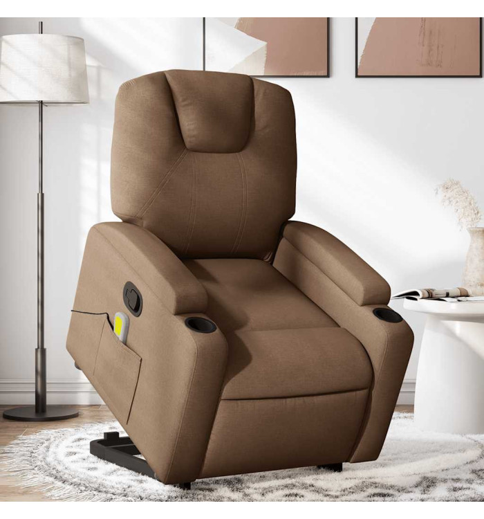 Fauteuil de massage inclinable Marron Tissu | Mobilier & Déco