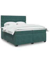 Sommier à lattes de lit et matelas Vert foncé 200x200cm Velours | Mobilier & Déco