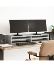 Support de moniteur gris béton 100x24x16 cm bois d'ingénierie | Mobilier & Déco