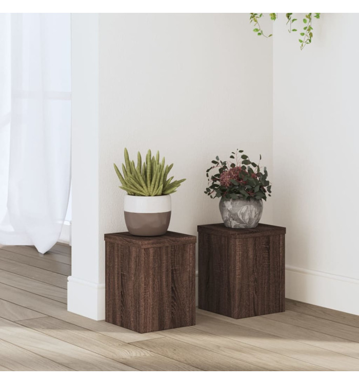 Supports pour plantes 2 pcs chêne marron bois d'ingénierie | Mobilier & Déco