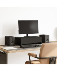 Support de moniteur avec tiroirs noir bois d'ingénierie | Mobilier & Déco
