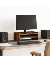 Support de moniteur chêne fumé 42x24x16 cm bois d'ingénierie | Mobilier & Déco