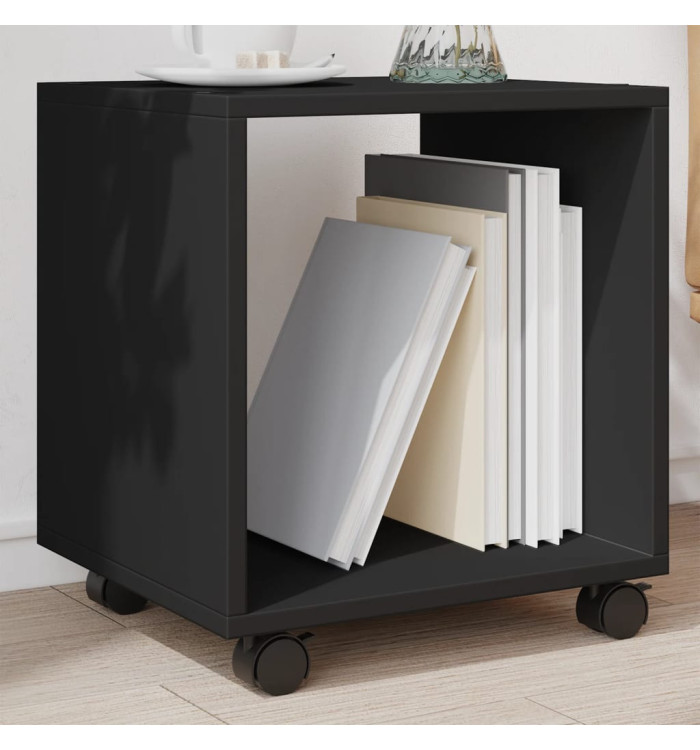 Armoire à roulettes noir 37x33x42,5 cm bois d’ingénierie | Mobilier & Déco
