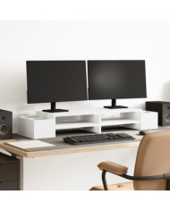 Support de moniteur avec rangement blanc bois d'ingénierie | Mobilier & Déco