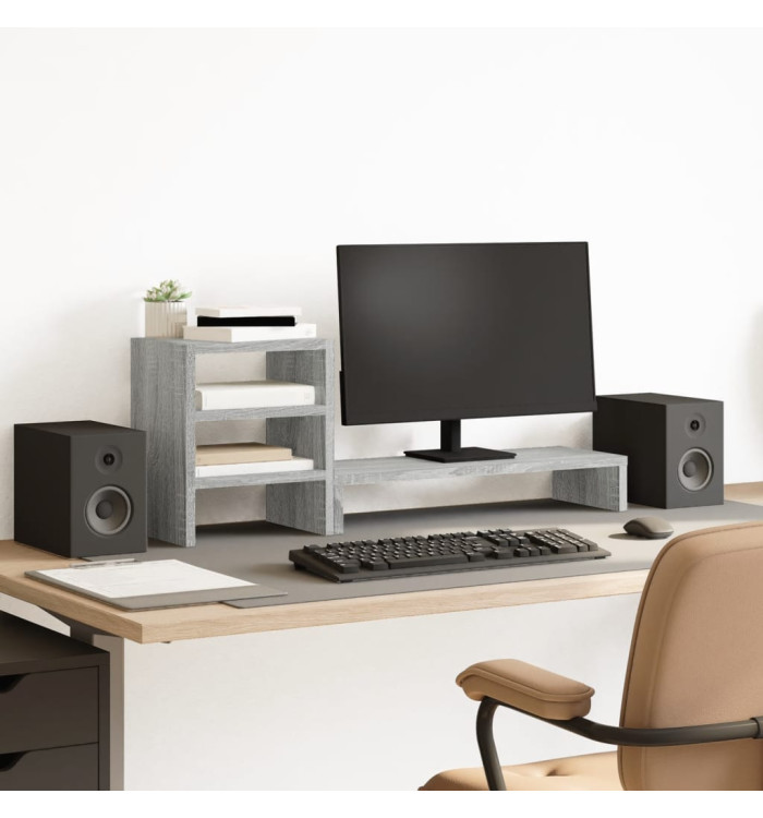 Support de moniteur et organisateur de bureau bois d'ingénierie | Mobilier & Déco