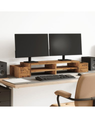 Support de moniteur avec rangement vieux bois bois d'ingénierie | Mobilier & Déco