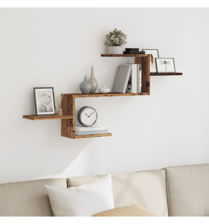 Étagère murale vieux bois 104x15x49 cm bois d'ingénierie | Mobilier & Déco