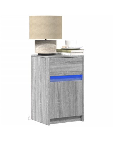 Armoires de chevet et lumières LED 2 pcs sonoma gris | Mobilier & Déco