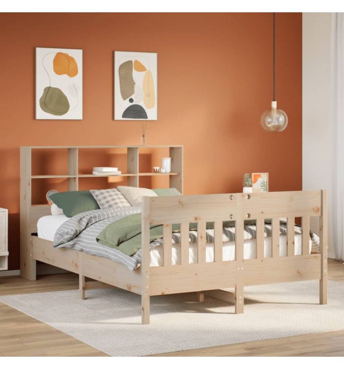 Cadre de lit sans matelas 135x190 cm bois de pin massif | Mobilier & Déco
