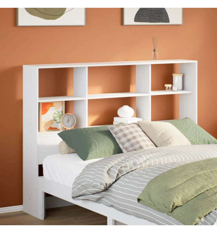 Tête de lit avec rangement blanc 135 cm bois massif de pin | Mobilier & Déco