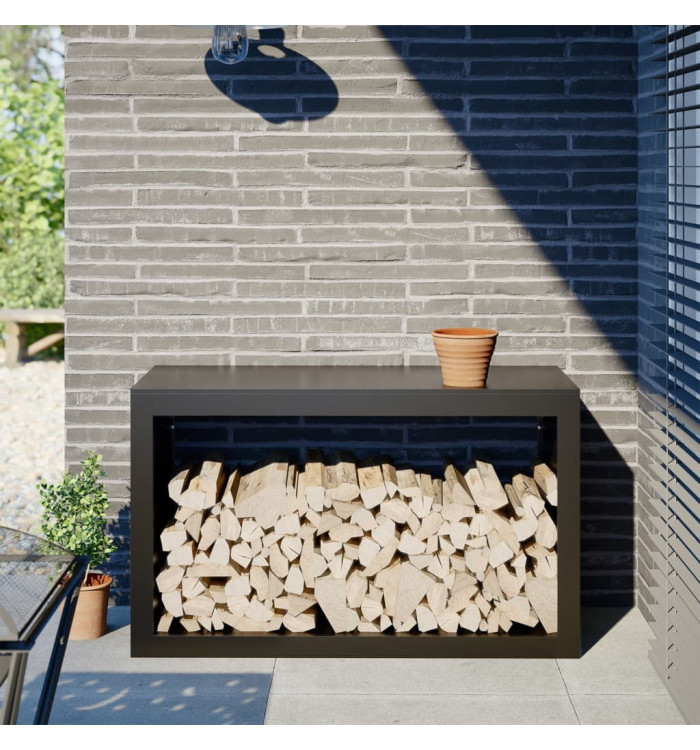 Portant de bois de chauffage noir 100x40x60 cm acier | Mobilier & Déco