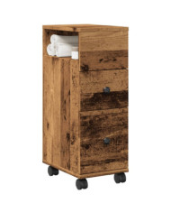 Meuble étroit de salle de bain à roulettes vieux bois | Mobilier & Déco