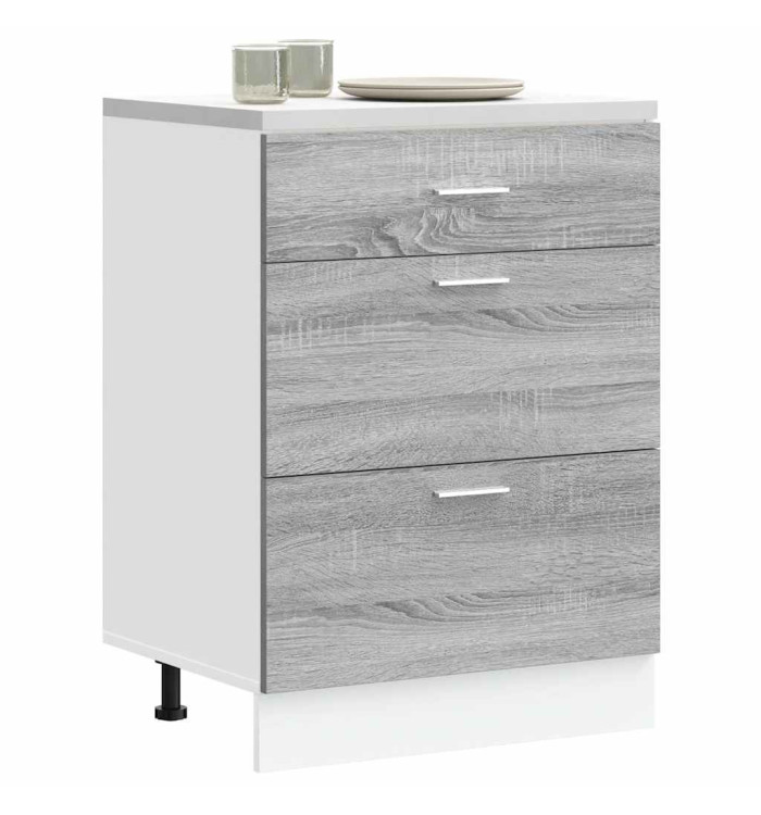 Armoire de cuisine "Lyon" sonoma gris bois d'ingénierie | Mobilier & Déco