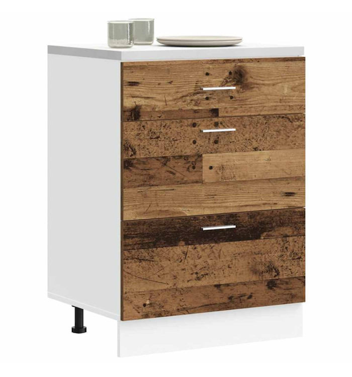 Armoire de cuisine "Lyon" vieux bois bois d'ingénierie | Mobilier & Déco