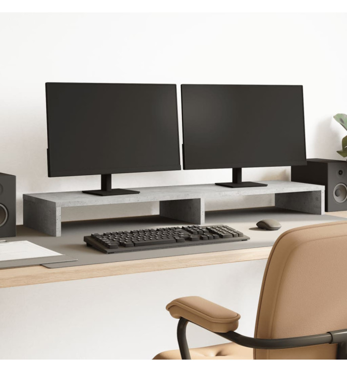 Support de moniteur gris béton 100x27x10 cm bois d'ingénierie | Mobilier & Déco