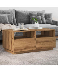 Table basse avec lumières LED chêne artisanal 90x49x40 cm | Mobilier & Déco