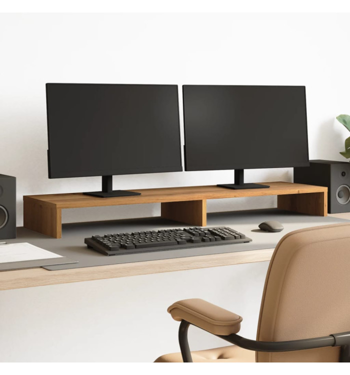 Support de moniteur chêne artisanal 100x27x10cm bois ingénierie | Mobilier & Déco