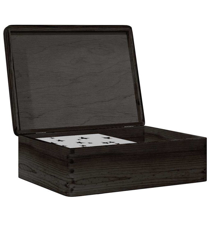 Boîte en bois avec couvercle noir 40x30x13cm bois de pin massif | Mobilier & Déco