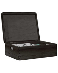 Boîte en bois avec couvercle et poignées noir bois pin massif | Mobilier & Déco