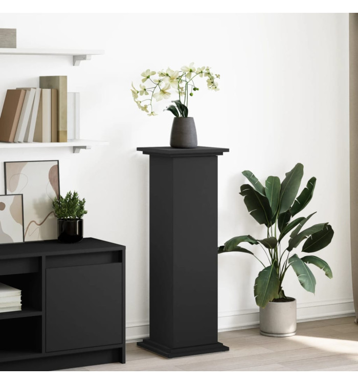 Piédestal avec rangement noir 31x30x90 cm bois d'ingénierie | Mobilier & Déco