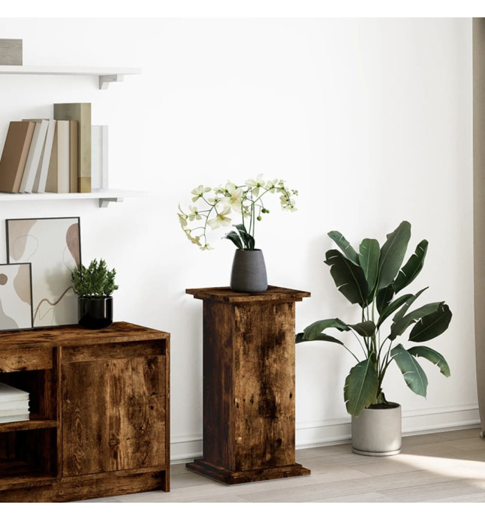 Piédestal avec rangement chêne fumé 31x30x60 cm bois ingénierie | Mobilier & Déco