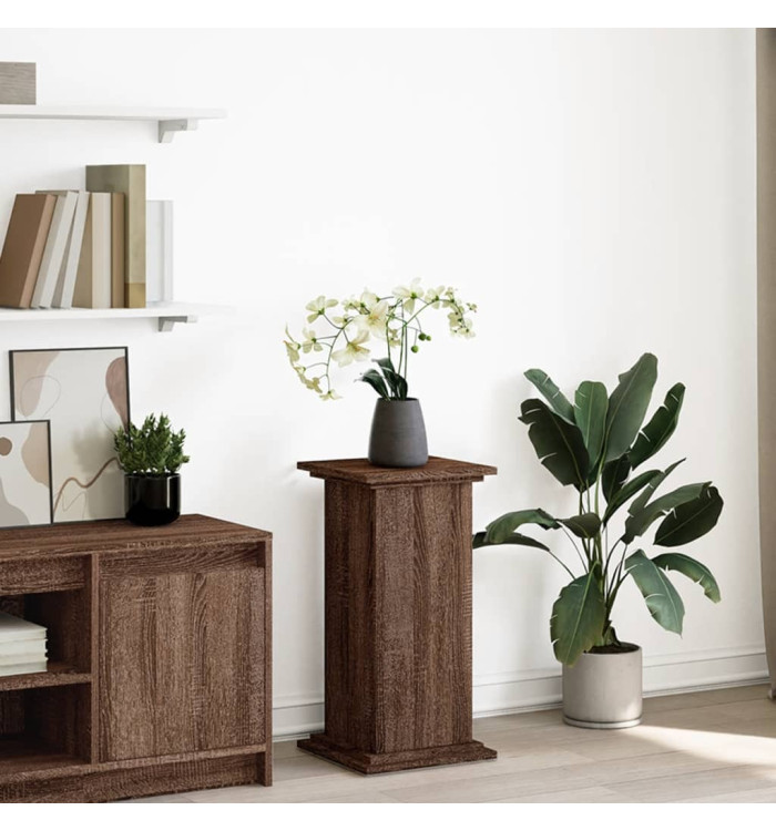 Piédestal avec rangement chêne marron bois d'ingénierie | Mobilier & Déco