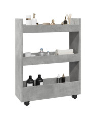 Chariot de rangement étroit 3 niveaux gris béton | Mobilier & Déco