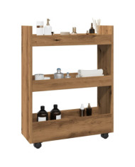 Chariot de rangement étroit 3 niveaux chêne artisanal | Mobilier & Déco
