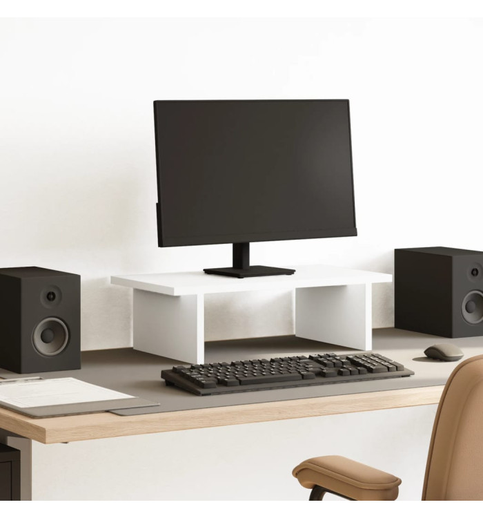 Support de moniteur blanc 50x27x15 cm bois d'ingénierie | Mobilier & Déco