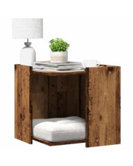 Meuble de bac à litière pour chat vieux bois bois d'ingénierie | Mobilier & Déco