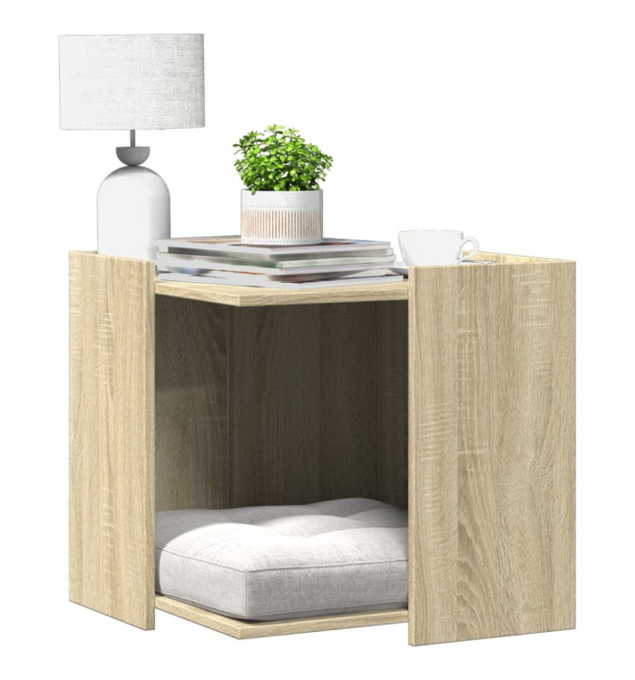Meuble de bac à litière pour chat chêne sonoma bois ingénierie | Mobilier & Déco
