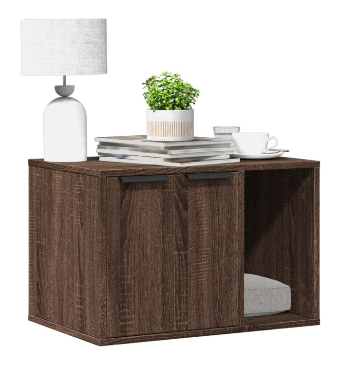 Meuble de bac à litière pour chat chêne marron bois ingénierie | Mobilier & Déco