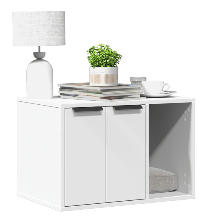 Meuble de bac à litière pour chat blanc bois d'ingénierie | Mobilier & Déco