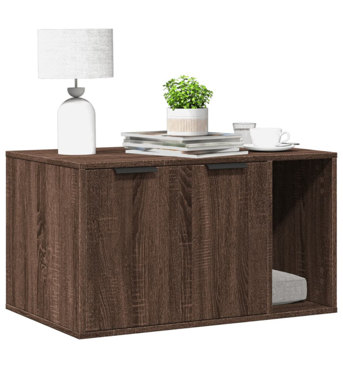 Meuble de bac à litière pour chat chêne marron bois ingénierie | Mobilier & Déco