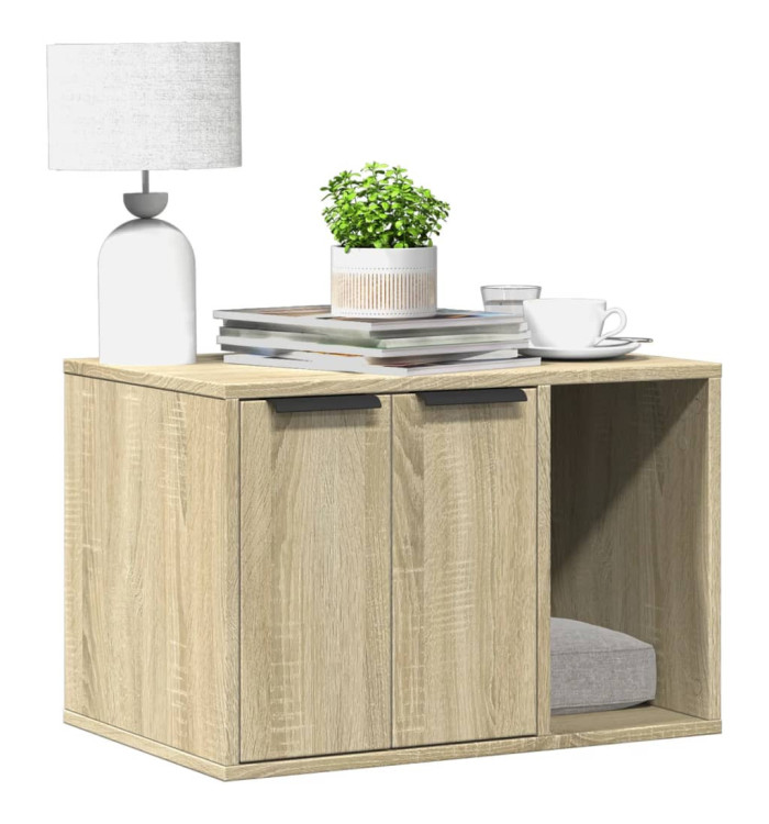 Meuble de bac à litière pour chat chêne sonoma bois ingénierie | Mobilier & Déco