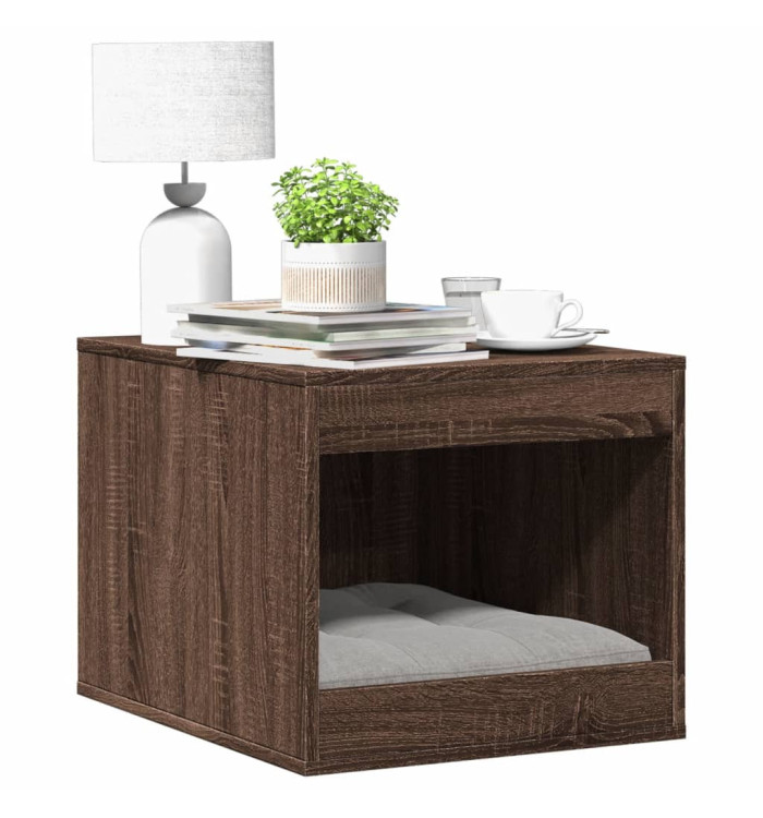 Meuble de bac à litière pour chat chêne marron bois ingénierie | Mobilier & Déco