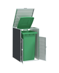 Rangement à roulettes pour poubelles pour bac unique acier | Mobilier & Déco