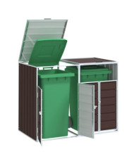 Rangement à roulettes pour poubelles pour deux bacs acier | Mobilier & Déco