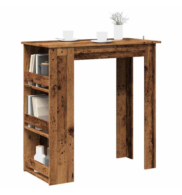 Table de bar et étagère de rangement vieux bois 102x50x103,5 cm | Mobilier & Déco