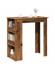 Table de bar et étagère de rangement vieux bois 102x50x103,5 cm | Mobilier & Déco