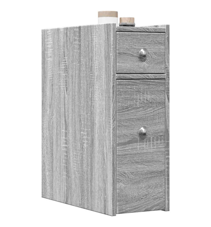 Armoire de salle de bain étroite avec roulettes sonoma gris | Mobilier & Déco
