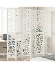 Cloison de séparation 6 panneaux blanc bois de paulownia massif | Mobilier & Déco