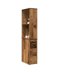 Armoire de salle de bain étroite avec roulettes vieux bois | Mobilier & Déco