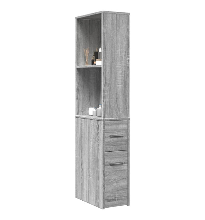 Armoire de salle de bain étroite avec roulettes sonoma gris | Mobilier & Déco