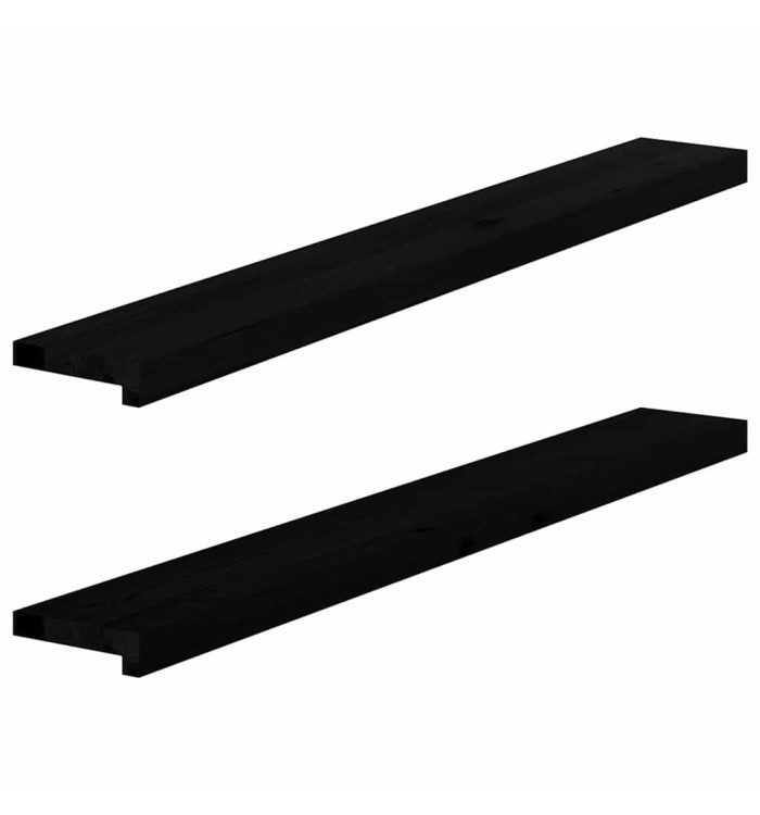 Appuis de fenêtre 2 pcs marron foncé bois de chêne massif | Mobilier & Déco