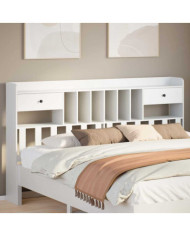 Tête de lit avec rangement blanc 180 cm bois massif de pin | Mobilier & Déco